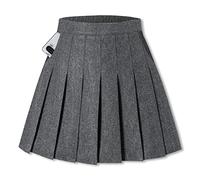 SANGTREE Girls Women's Woolen Pleated Skirt with Stretchy Band and Pockets for Winter, 2 Years - US 4XL, Grey Woolen, 3X-Large