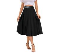 SANGTREE Toddler Little & Big Girls' Solid Plain Pleated School Uniform Short A-Line Skirt, Black, 6-7 Years/Height 51.2" = Tag 130, Black, skirt