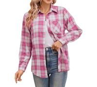 SANGTREE Womens and Girls Long Sleeve Flannel Shirt Casual Button Down Plaid Shirts, 3 Months - Adult 2XL, Cold Pink, 7-8 years