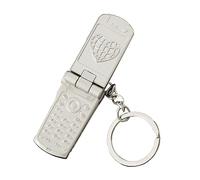 SANGXIU Mini Flip and Rotate Keychain Creative Phone Shaped Pendant Charm Keyring Style Bag Keys Hanging Ornament Decor, 4cm, Silver
