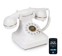 Sangyn Bluetooth Retro Phone with Voice Assistant, Bluetooth Landline Phone Compatible with Android & iOS, Wireless Bluetooth Physical Home Phone Telephone with Volume Control & USB Rechargeable,White