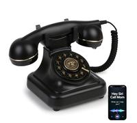 Sangyn Bluetooth Retro Phone with Voice Assistant, Bluetooth Landline Phone Compatible with Android & iOS, Wireless Bluetooth Physical Home Phone Telephone with Volume Control & USB Rechargeable,Black