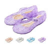 Sangyn Girls' Purple Princess Dress Up Shoes - Frozen Elsa & Cinderella Jelly Shoes - Size 8 UK, Width Medium - Perfect for Parties, Weddings, Dancing & Cosplay