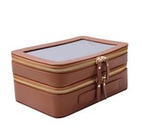 SANHECUN Clear Travel Toiletry bag Toiletry Case Carry on Travel Accessories Bag Makeup Bag Dimensions | LxWxH:9” x 6” x 4.2”, Brown, SHC-TL-2, Cosmetic Bag