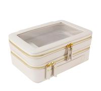 SANHECUN Clear Travel Toiletry bag Toiletry Case Carry on Travel Accessories Bag Makeup Bag Dimensions | LxWxH:9” x 6” x 4.2”, White, SHC-TL-2, Cosmetic Bag