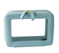 SANHECUN Toiletry Bag Waterproof Cosmetic Organizer with Handle lagre Opening for Travelling, Blue, Carry on 8 inch, Wash Bag