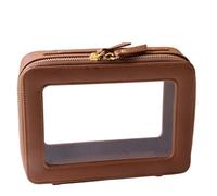 SANHECUN Toiletry Bag Waterproof Cosmetic Organizer with Hanging Hook for Travelling, Brown, Carry on 8 inch, Wash Bag