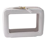 SANHECUN Toiletry Bag Waterproof Cosmetic Organizer with Hanging Hook for Travelling, White, Carry on 8 inch, Wash Bag