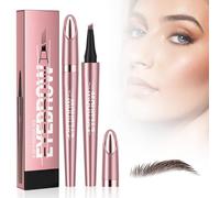 SANHIGHEND New 3D Micro Eyebrow Pencil with 4 Fork Tip Applicator, Waterproof Eyebrow Pencil for Natural Looking Brows (Dark Brown)