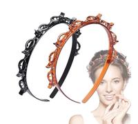 SANHIGHEND Pack of 2 Hair Twister Headbands, NeuerStil Headband with Clips, Hollow Twist Braid Headband, Double Bangs Hairstyle Hairpin, Headband with Teeth Braid Tool, Hairstyle Aid, Women's Hair