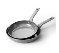 Sanho 2 Piece Non Stick Frying Pan Set, 26cm & 30cm Ceramic Frying Pan for Induction Hob, Diamond Titanium Coating PFOA & PFAS Free Non Toxic Cookware Skillet Set - Grey
