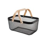 SANHSEHOME Metal Mesh Steel Harvest Basket, Rectangle Wire Garden Basket with Handle - Multi-Functional Storage Organizer for Gathering Vegetables, Fruits, Kitchen, Garden, Picnic & Cabinet (Ebony)