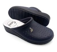 Sani' Anatomical Sanitary Slippers for Women Genuine Leather Orthopedic Shoes Non-Slip Made in Italy, blue, 8 UK