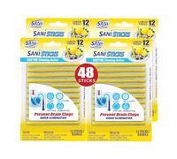 Sani Sticks Drain Cleaner And Deodorizer | Non-Toxic, Enzyme Formula To Eliminate Odors And Prevents Clogged Drains | Septic Tank Safe | , 48 Pack Lemon