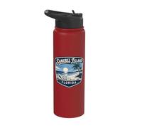 Sanibel Island Florida Beach Sunset Palm Trees Seashells Stainless Steel Insulated Water Bottle