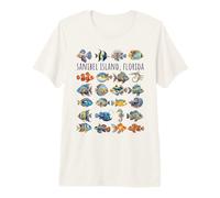 Sanibel Island, Florida Colorful Fish Design Premium T-Shirt