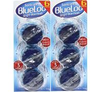 Sanicare Blue Toilet Cistern Blocks 12 Pack (2 x 6 Blocks) - Long Lasting Fresh Fragrance, Prevents Limescale, Blue Flush, 38g Each