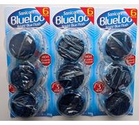 Sanicare BlueLoo Toilet Cleaner Blocks - 18 Blocks (3 × 6 Packs) | Bright Blue Flush, Long-Lasting Fragrance & Limescale Prevention | Cleans & Freshens with Every Flush - 38 g Each - Made in UK