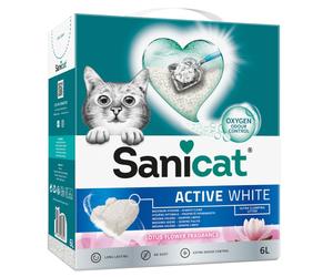 Sanicat Active White Lotus Flower Clumping Litter - Economy Pack: 3 x 6l