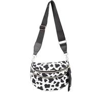 SANIKAWA Crossbody Bum Bags for Women, Spacious Nylon Checkered Black and White Handbags Wallets Oversized Slouchy Belt Bag (Cow Pattern)