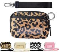 SANIKAWA The Iris' Wallet 2nd Gen, The Iris Pouch Wristlet Zip Card Case with ID Window, Women's Waterproof Nylon Keychain Wallet (Tan Leopard)