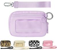 SANIKAWA The Iris' Wallet 2nd Gen, The Iris Pouch Wristlet Zip Card Case with ID Window, Women's Waterproof Nylon Keychain Wallet (Light Purple)