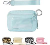 SANIKAWA The Iris' Wallet 2nd Gen, The Iris Pouch Wristlet Zip Card Case with ID Window, Women's Waterproof Nylon Keychain Wallet (Blue)