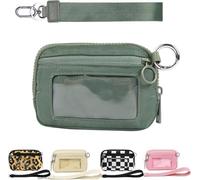 SANIKAWA The Iris' Wallet 2nd Gen, The Iris Pouch Wristlet Zip Card Case with ID Window, Women's Waterproof Nylon Keychain Wallet (Green)
