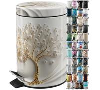 Sanilo Bathroom Bin 3L with Soft Close, Many New Cosmetic and Kitchen Waste Bins Available, Trash Can with Inner Bucket (Tree of Life)