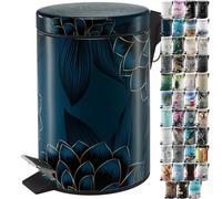 Sanilo Bathroom Bin 3L with Soft Close, Many New Cosmetic and Kitchen Waste Bins Available, Trash Can with Inner Bucket (Dahlias)
