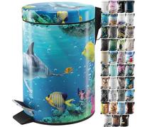 Sanilo Bathroom Bin 3L with Soft Close, Many New Cosmetic and Kitchen Waste Bins Available, Trash Can with Inner Bucket (Dolphin)