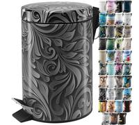 Sanilo Bathroom Bin 3L with Soft Close, Many New Cosmetic and Kitchen Waste Bins Available, Trash Can with Inner Bucket (Floral)
