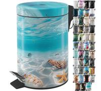 Sanilo Bathroom Bin 3L with Soft Close, Many New Cosmetic and Kitchen Waste Bins Available, Trash Can with Inner Bucket (Waterworld)