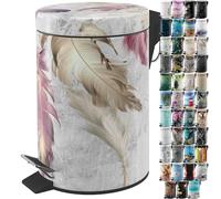 Sanilo Bathroom Bin 3L with Soft Close, Many New Cosmetic and Kitchen Waste Bins Available, Trash Can with Inner Bucket (Feathers)
