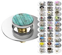 Sanilo Pop-Up Wash Basin Plug, Many Beautiful Pop-Up Sink Plugs with Motif, Drain Plug (Lumber)