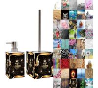 Sanilo Premium Bathroom Set, Beautiful Designs, Soap Dispenser and Toilet Brush and Holder, Stainless Steel Handle (VIP-Lounge)