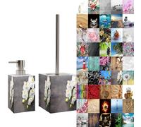 Sanilo Premium Bathroom Set, Beautiful Designs, Soap Dispenser and Toilet Brush and Holder, Stainless Steel Handle (Pretty)