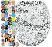 Sanilo Soft Close Toilet Seat, Stable Hinges, Easy to Mount, Wooden Toilet Seat Mosaic World Grey