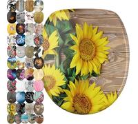 Sanilo Soft Close Toilet Seat, Wide Choice of New Toilet Seats, Stable Hinges, Easy to Mount (Sunflower)