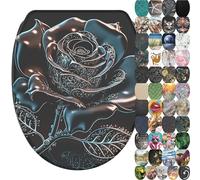 Sanilo Soft Close Toilet Seat with Quick Release, Toilet Lid Detachable at the Press of a Button, Easy Installation from Above (Black Rose)