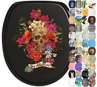 Sanilo Soft Close Toilet Seat with Quick Release, Toilet Lid Detachable at the Press of a Button, Easy Installation from Above (Day of the Dead)