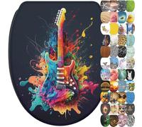 Sanilo Soft Close Toilet Seat with Quick Release, Toilet Lid Detachable at the Press of a Button, Easy Installation from Above (Guitar)