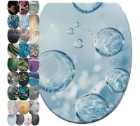 Sanilo Soft Close Toilet Seat with Quick Release, Toilet Lid Detachable at The Press of a Button, Easy Installation from Above (Bubbles)