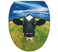 Sanilo Soft Close Toilet Seat with Quick Release, Toilet Lid Detachable at the Press of a Button, Easy Installation from Above (Cow)