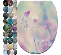Sanilo Soft Close Toilet Seat with Quick Release, Toilet Lid Detachable at The Press of a Button, Easy Installation from Above (Meadow)