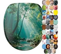 Sanilo Soft Close Toilet Seat with Quick Release, Toilet Lid Detachable at The Press of a Button, Easy Installation from Above (Rainforest)