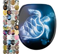Sanilo Soft Close Toilet Seat with Quick Release, Toilet Lid Detachable at the Press of a Button, Easy Installation from Above (Glow Turtle)