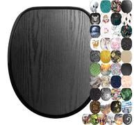 Sanilo Soft Close Toilet Seat with Quick Release, Toilet Lid Detachable at the Press of a Button, Easy Installation from Above (Black Wood)