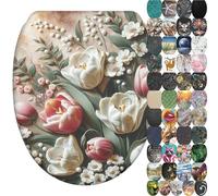 Sanilo Soft Close Toilet Seat with Quick Release, Toilet Lid Detachable at the Press of a Button, Easy Installation from Above (Blossique)