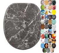 Sanilo Soft Close Toilet Seat with Quick Release, Toilet Lid Detachable at The Press of a Button, Easy Installation from Above (Marble Grey)